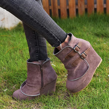 Load image into Gallery viewer, Suede Ankle Wedge Boot