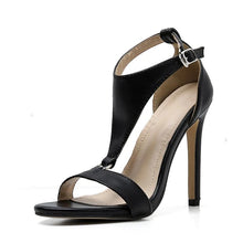 Load image into Gallery viewer, Brown T Strap Stiletto Heels