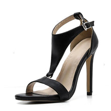 Load image into Gallery viewer, Brown T Strap Stiletto Heels