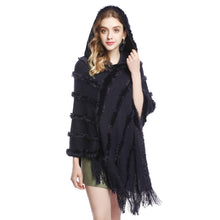 Load image into Gallery viewer, Autumn Knitted Women Fur Hooded Ponchos and Caps Winter