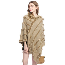 Load image into Gallery viewer, Autumn Knitted Women Fur Hooded Ponchos and Caps Winter