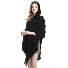 Load image into Gallery viewer, Autumn Knitted Women Fur Hooded Ponchos and Caps Winter