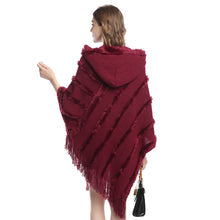 Load image into Gallery viewer, Autumn Knitted Women Fur Hooded Ponchos and Caps Winter