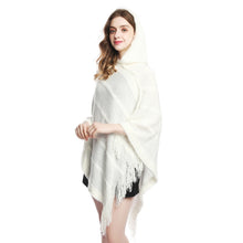 Load image into Gallery viewer, Autumn Knitted Women Fur Hooded Ponchos and Caps Winter