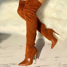Load image into Gallery viewer, Brown Thigh High Boots