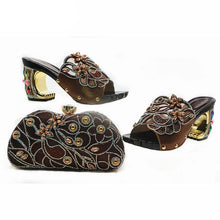 Load image into Gallery viewer, Coffee Color Matching Shoes and Bag Set