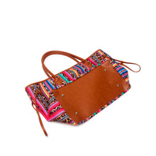 Load image into Gallery viewer, Women Canvas Handbag Blok Color Leopard Striped