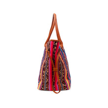 Load image into Gallery viewer, Women Canvas Handbag Blok Color Leopard Striped