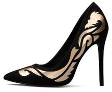 Load image into Gallery viewer, Black &amp; Gold Heels