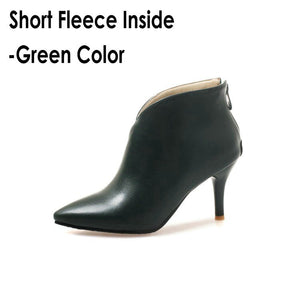 Pointed Toe V Cut  Woman Booties