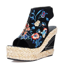 Load image into Gallery viewer, Embroidery Wedge Sandals