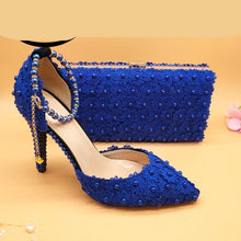Load image into Gallery viewer, White Lace Flower Shoes and Handbag