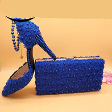 Load image into Gallery viewer, White Lace Flower Shoes and Handbag