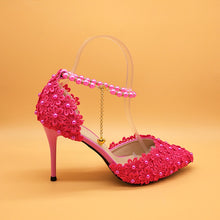 Load image into Gallery viewer, White Lace Flower Shoes and Handbag