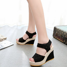 Load image into Gallery viewer, Lace Hollow Gladiator Wedges