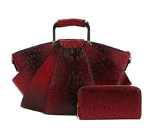 Load image into Gallery viewer, OSTRICH CROC SATCHEL WITH WALLET