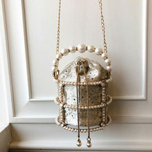 Load image into Gallery viewer, Hollow Out Pearl Bucket Evening Bag