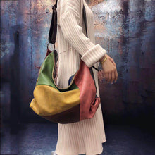 Load image into Gallery viewer, Patchwork Cowhide Leather Hobo Bag