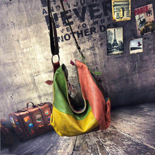 Load image into Gallery viewer, Patchwork Cowhide Leather Hobo Bag