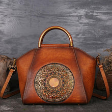 Load image into Gallery viewer, New Women Handbags Genuine Leather Shell Totes Geometric Vintage Cowhide