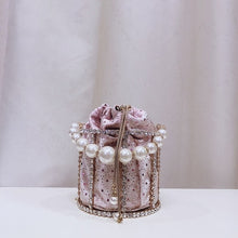 Load image into Gallery viewer, Hollow Out Pearl Bucket Evening Bag