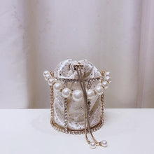 Load image into Gallery viewer, Hollow Out Pearl Bucket Evening Bag