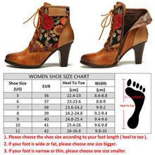 Load image into Gallery viewer, Retro Genuine Boots Women  Leather Embossed Embroidery Stitching Lace Up High Heel