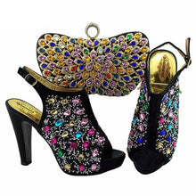 Load image into Gallery viewer, Fashion New Rhinestone Woman Shoes And Matching Bag Set