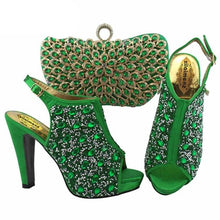 Load image into Gallery viewer, Fashion New Rhinestone Woman Shoes And Matching Bag Set