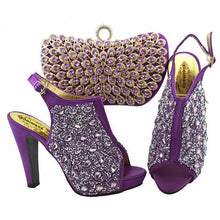 Load image into Gallery viewer, Fashion New Rhinestone Woman Shoes And Matching Bag Set