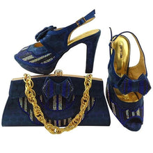 Load image into Gallery viewer, Italian Shoes and Bag Set Decorated with Rhinestone