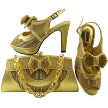 Load image into Gallery viewer, Italian Shoes and Bag Set Decorated with Rhinestone