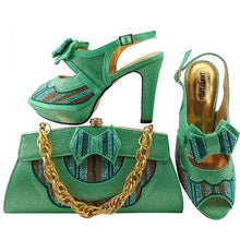 Load image into Gallery viewer, Italian Shoes and Bag Set Decorated with Rhinestone