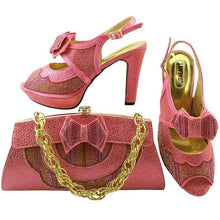 Load image into Gallery viewer, Italian Shoes and Bag Set Decorated with Rhinestone