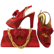 Load image into Gallery viewer, Italian Shoes and Bag Set Decorated with Rhinestone
