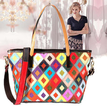 Load image into Gallery viewer, Patchwork Genuine Leather Handbags Large Capacity