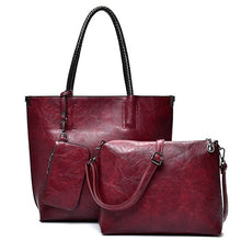 Load image into Gallery viewer, Genuine Leather Handbags Luxury Solid 3 Set