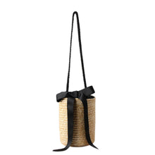 Load image into Gallery viewer, Bucket-shaped Cute Straw Bag Knitted Flower Beach Storage Messenger Bag Straw Totes