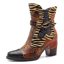 Load image into Gallery viewer, Retro Printed Cowgirl Ankle Boots Women Winter Patchwork