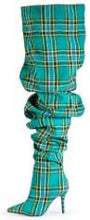Load image into Gallery viewer, Limited Edition Pleated Boots in Sexy Winter Over the Knee - Plaid Boots Red