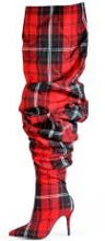 Load image into Gallery viewer, Limited Edition Pleated Boots in Sexy Winter Over the Knee - Plaid Boots Red