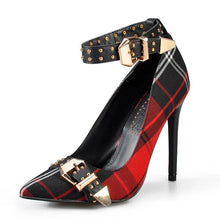 Load image into Gallery viewer, Mary Jane Shoes Plaid Ankle Strap