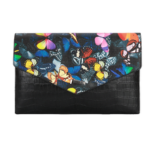 Load image into Gallery viewer, Creative Clutch Purse Black and White Printing Cowhide Leather