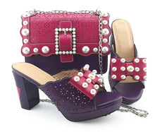 Load image into Gallery viewer, Latest Blue Shoes And Bag Set Sweety Italian Summer High Heels