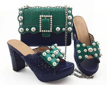 Load image into Gallery viewer, Latest Blue Shoes And Bag Set Sweety Italian Summer High Heels