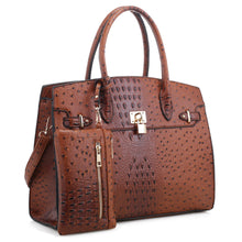 Load image into Gallery viewer, OSTRICH CROC SATCHEL 2 IN 1 SET