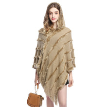 Load image into Gallery viewer, Autumn Knitted Women Fur Hooded Ponchos and Caps Winter