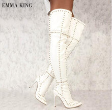 Load image into Gallery viewer, Suede Studded Rivets Winter Long Boots