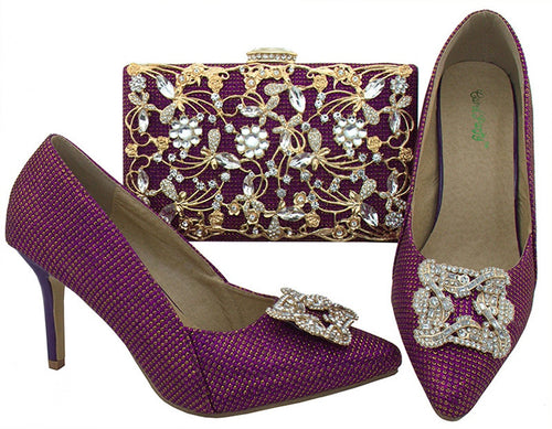 Purple Italian Shoes with Matching Bags