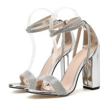 Load image into Gallery viewer, Silver Bling Crystal Sandals